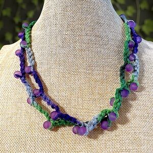 Handmade Whimsical Crochet Beaded Necklace